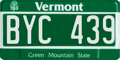 VT license plate BYC439