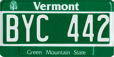 VT license plate BYC442