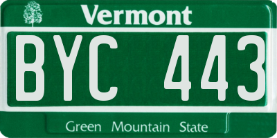 VT license plate BYC443