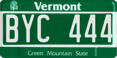 VT license plate BYC444