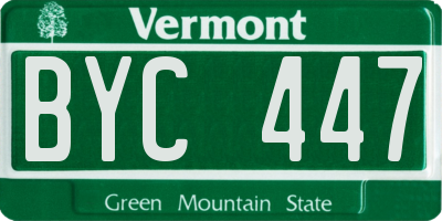 VT license plate BYC447