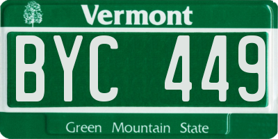 VT license plate BYC449