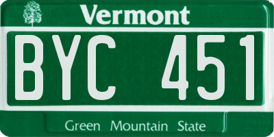 VT license plate BYC451