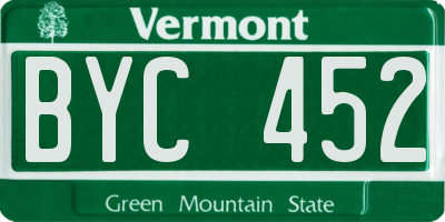 VT license plate BYC452