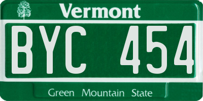 VT license plate BYC454