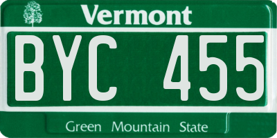 VT license plate BYC455