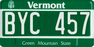 VT license plate BYC457