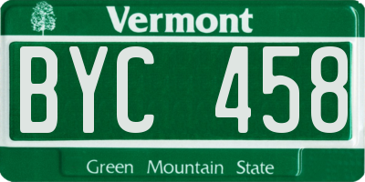 VT license plate BYC458