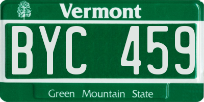 VT license plate BYC459