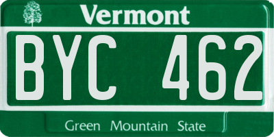 VT license plate BYC462