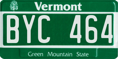 VT license plate BYC464