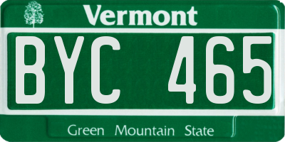 VT license plate BYC465