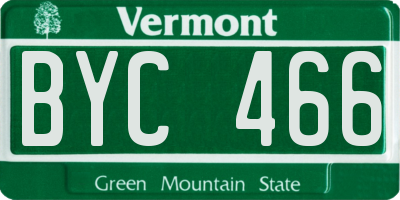VT license plate BYC466