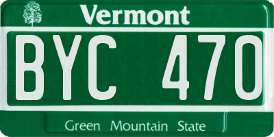 VT license plate BYC470
