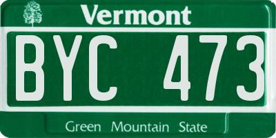 VT license plate BYC473