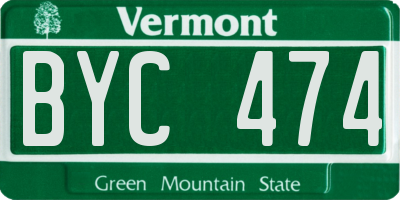 VT license plate BYC474