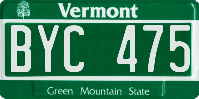 VT license plate BYC475