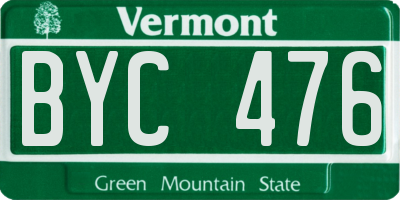 VT license plate BYC476