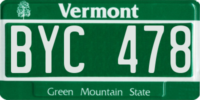 VT license plate BYC478