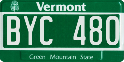 VT license plate BYC480