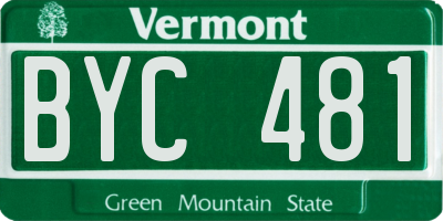 VT license plate BYC481