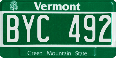 VT license plate BYC492