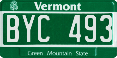 VT license plate BYC493