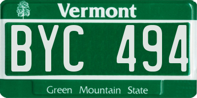 VT license plate BYC494