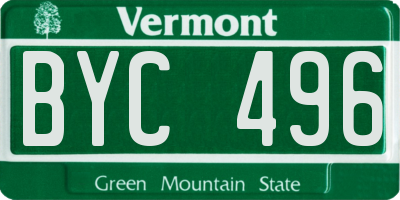 VT license plate BYC496
