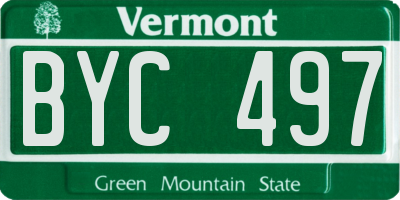 VT license plate BYC497