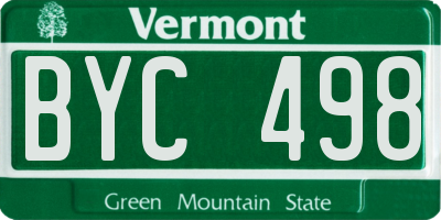 VT license plate BYC498