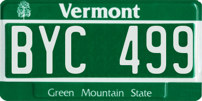VT license plate BYC499