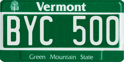 VT license plate BYC500