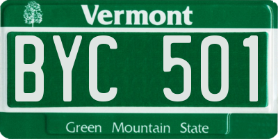 VT license plate BYC501