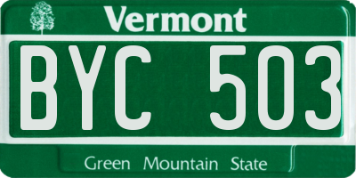 VT license plate BYC503
