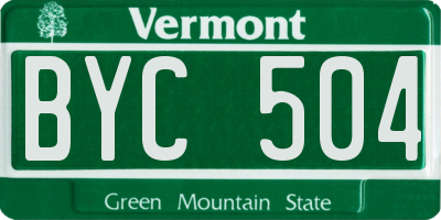 VT license plate BYC504