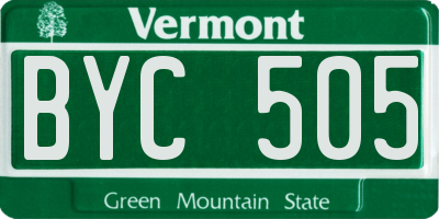 VT license plate BYC505