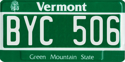 VT license plate BYC506