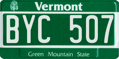 VT license plate BYC507