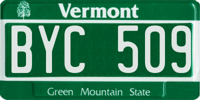 VT license plate BYC509
