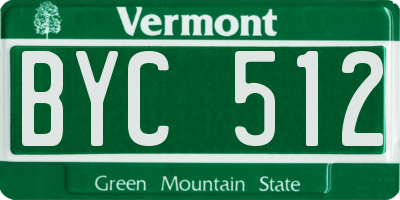 VT license plate BYC512