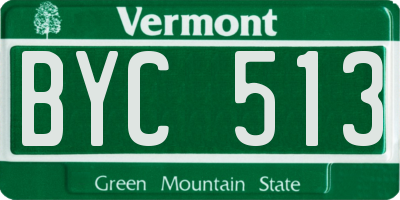VT license plate BYC513