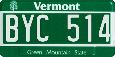 VT license plate BYC514