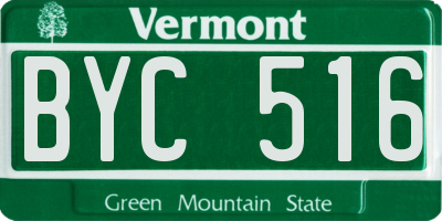 VT license plate BYC516