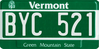 VT license plate BYC521