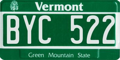 VT license plate BYC522
