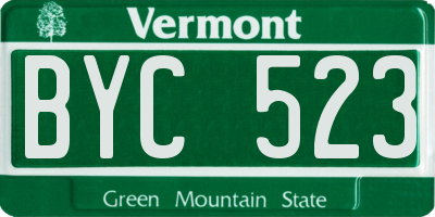 VT license plate BYC523