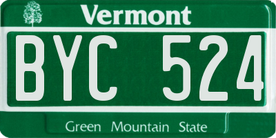 VT license plate BYC524