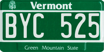 VT license plate BYC525