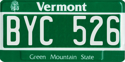 VT license plate BYC526